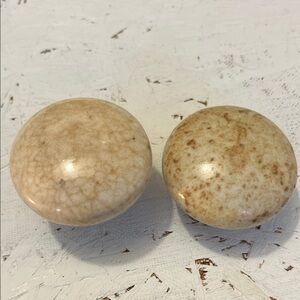 Set of Two Antique White Porcelain Door Handles